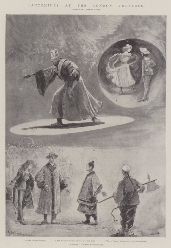 Pantomimes på London Theatres (litho) av Henry Charles Seppings Wright