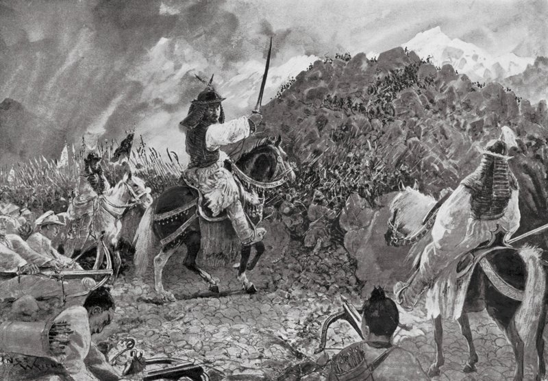 Räder mot vilda stammar (litografi) av Henry Charles Seppings Wright