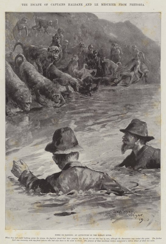 Kaptenerna Haldane och Le Mesuriers flykt från Pretoria av Henry Charles Seppings Wright