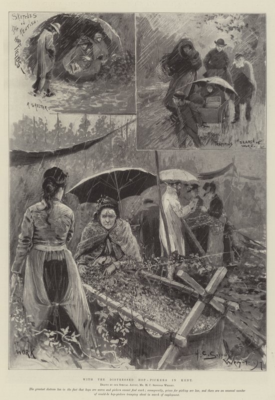 Med de nödställda humleplockarna i Kent av Henry Charles Seppings Wright