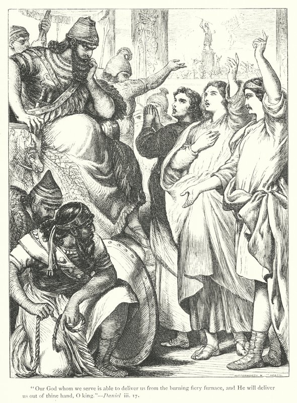 The Fiery Furnace (gravyr) av Henry Courtney (after) Selous
