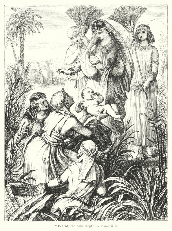 Fyndet av Moses (gravyr) av Henry Courtney (after) Selous