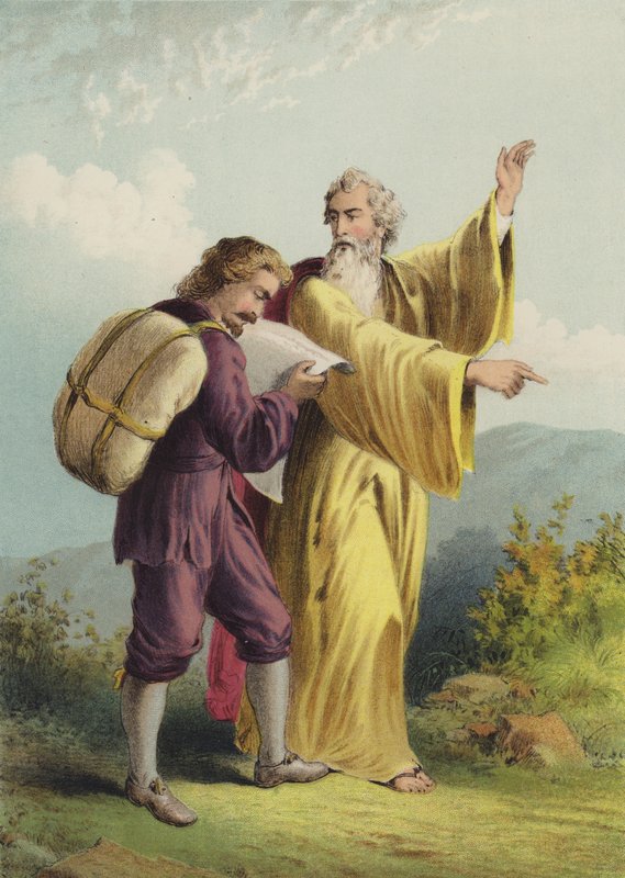 Kristen och evangelist (chromolitho) av Henry Courtney Selous