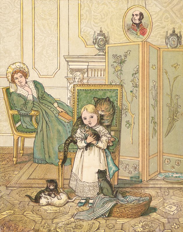 Prinsessan och hennes kattungar (färg litho) av Henry Hetherington Emmerson