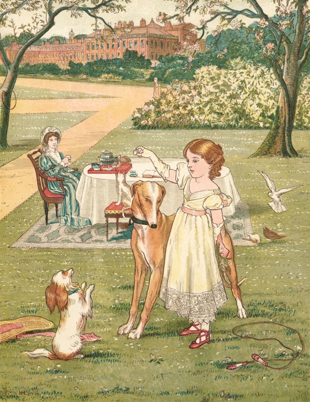 Prinsessan och hennes husdjur (litho i färg) av Henry Hetherington Emmerson
