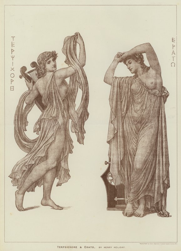 Terpsichore och Erato, av Henry Holiday (gravyr) av Henry Holiday
