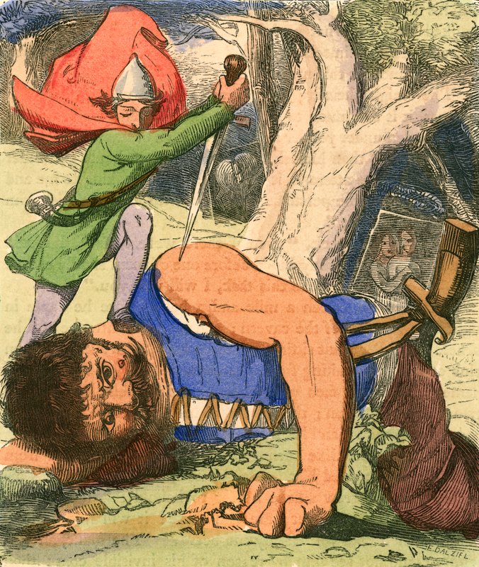 Jack dödar en jätte med sitt skärpa svärd av Henry James Townsend