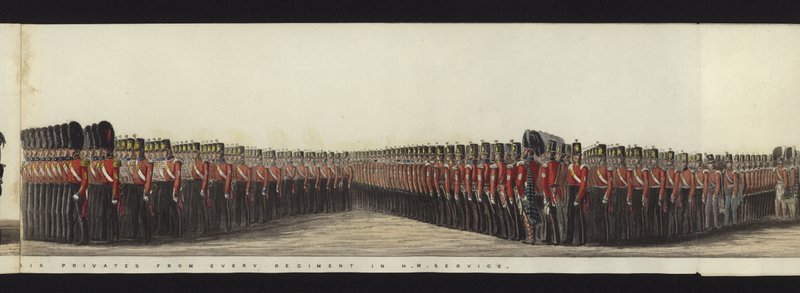 En del av panoramautsikten över hela begravningsprocessen av Arthur, hertig av Wellington (färgad akvatint) av Henry Jr and Sala Alken