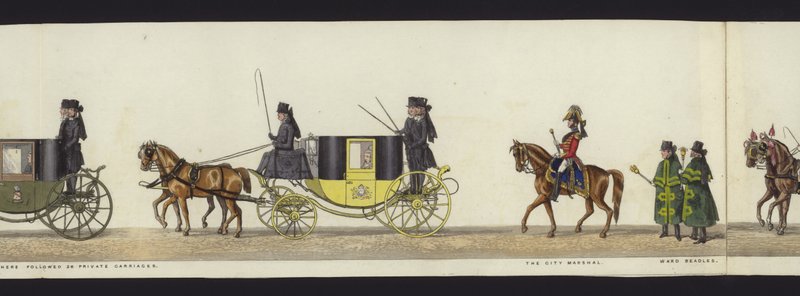 En del av panoramautsikten över hela begravningsprocessen av Arthur, hertig av Wellington (färgad akvatint) av Henry Jr and Sala Alken