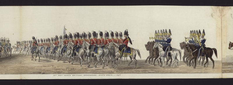 En del av panoramautsikten över hela begravningsprocessen av Arthur, hertig av Wellington (färgad akvatint) av Henry Jr and Sala Alken