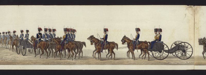 En del av panoramautsikten över hela begravningsprocessen av Arthur, hertig av Wellington (färgad akvatint) av Henry Jr and Sala Alken