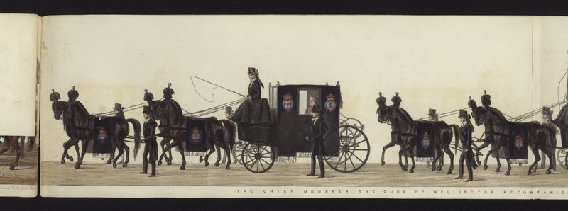 En del av panoramautsikten över hela begravningsprocessen av Arthur, hertig av Wellington (färgad akvatint) av Henry Jr and Sala George Augustus Alken