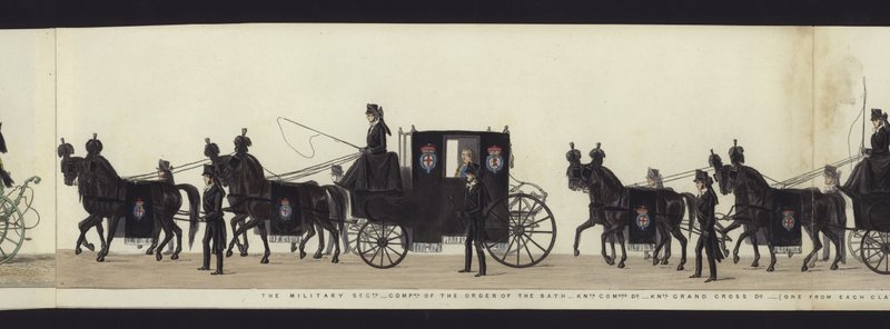 En del av panoramautsikten över hela begravningsprocessen av Arthur, hertig av Wellington (färgad akvatint) av Henry Jr and Sala George Augustus Alken
