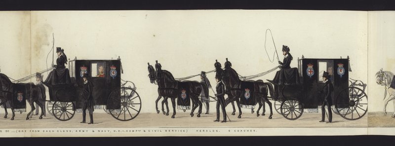 En del av panoramautsikten över hela begravningsprocessen av Arthur, hertig av Wellington (färgad akvatint) av Henry Jr and Sala George Augustus Alken