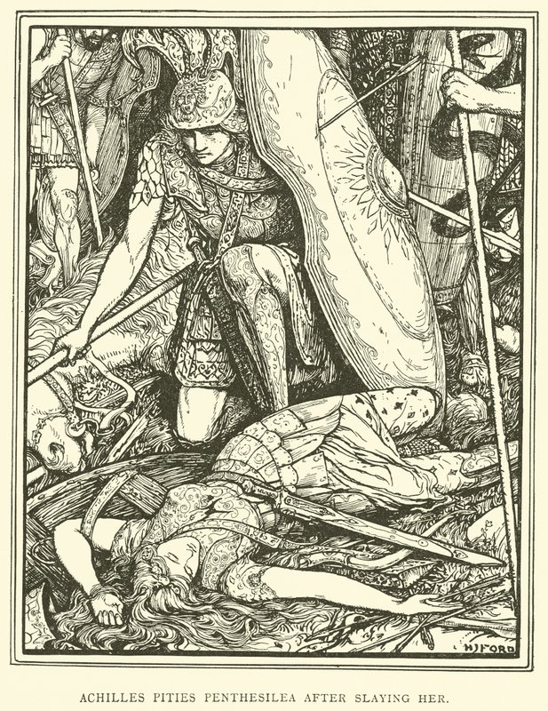 Achilles tycker synd om Penthesilea efter att ha dödat henne av Henry Justice Ford