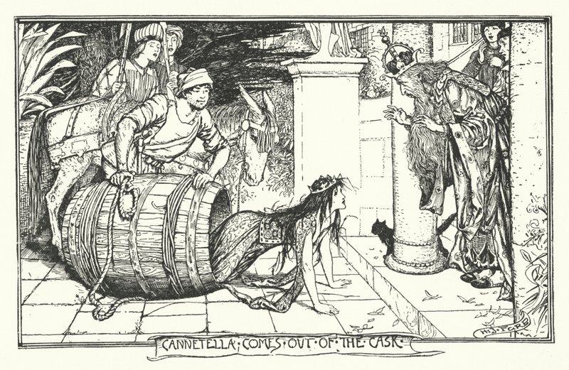 Cannetella kommer ut ur fatet (gravyr) av Henry Justice Ford
