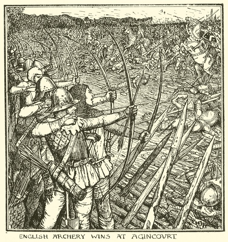 Engelsk bågskytte vinner på Agincourt av Henry Justice Ford