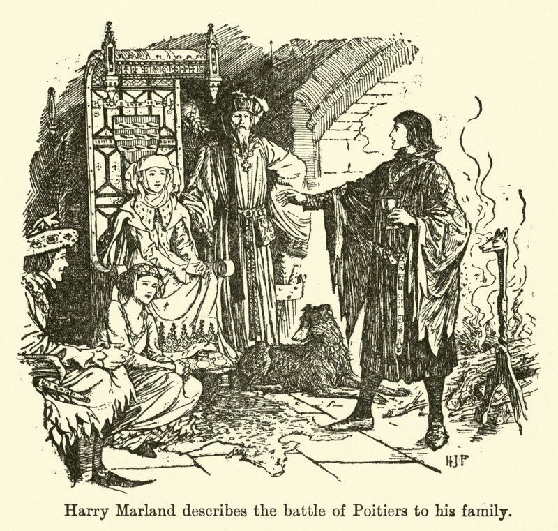 Harry Marland beskriver slaget vid Poitiers för sin familj av Henry Justice Ford