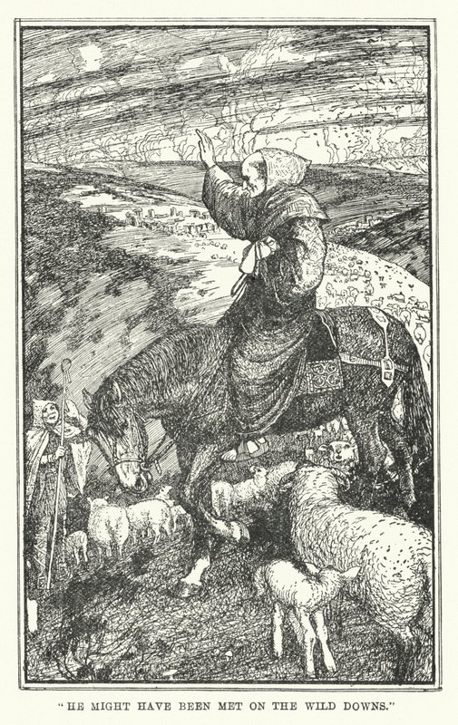 "Han kan ha mötts på vilda nedgångar" (litho) av Henry Justice Ford