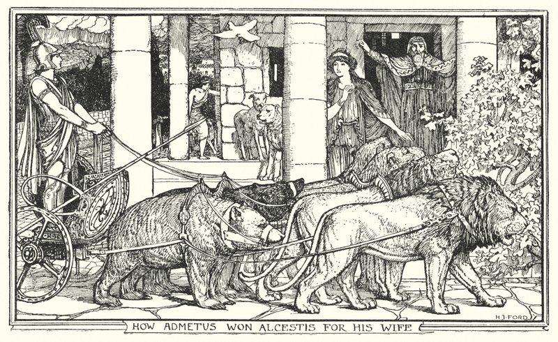 Hur Admetus vann Alcestis för sin fru (litho) av Henry Justice Ford