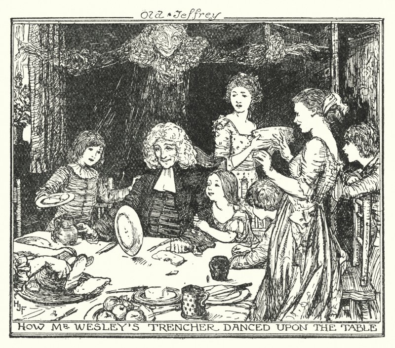Hur Mr Wesleys skyttegravare dansade på bordet (litho) av Henry Justice Ford
