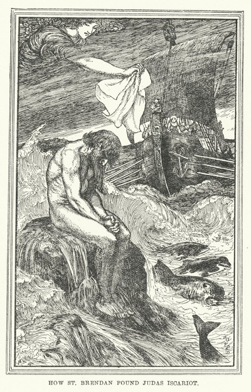 Hur St Brendan hittade Judas Iskariot (litho) av Henry Justice Ford