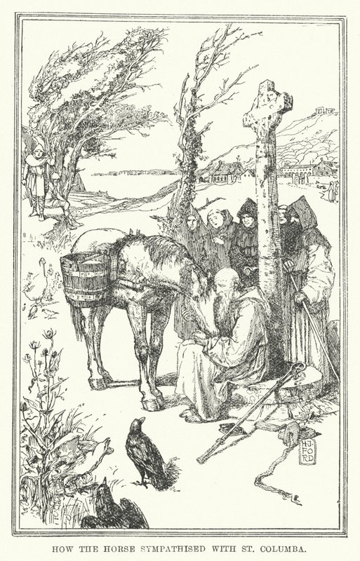 Hur hästen sympatiserade med St Columba (litho) av Henry Justice Ford