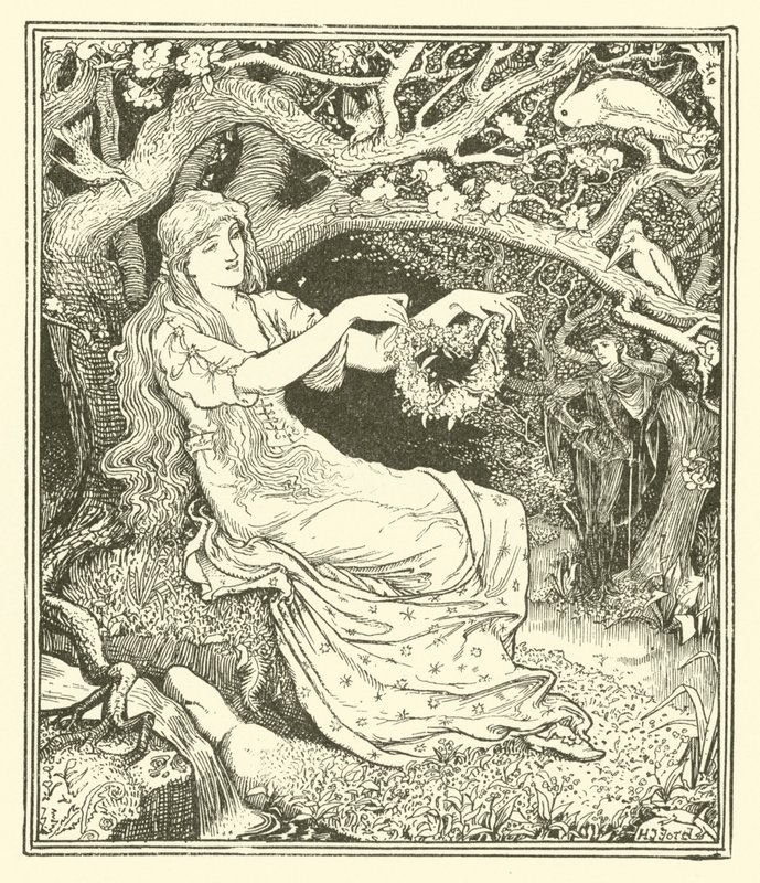 Prins Narcissus och prinsessan Potentilla (gravyr) av Henry Justice Ford
