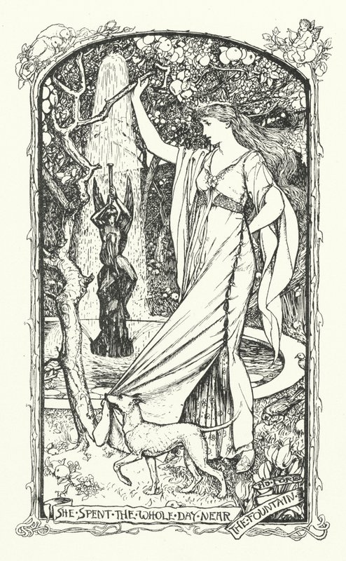 Hon tillbringade hela dagen vid fontänen (gravyr) av Henry Justice Ford