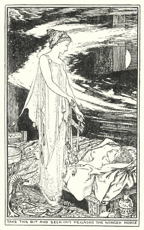 Ta den här biten och leta upp Pegasus den bevingade hästen (litho) av Henry Justice Ford