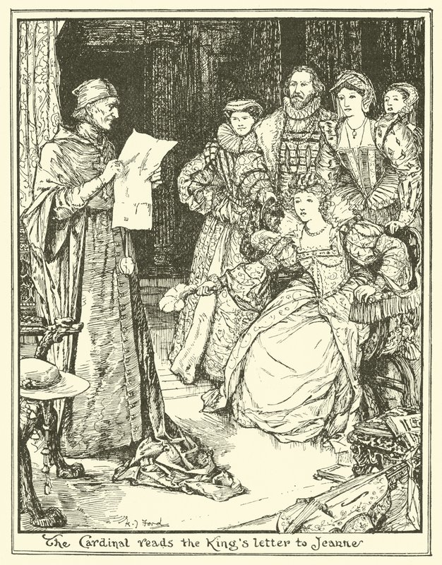 Kardinalen läser kungens brev till Jeanne av Henry Justice Ford