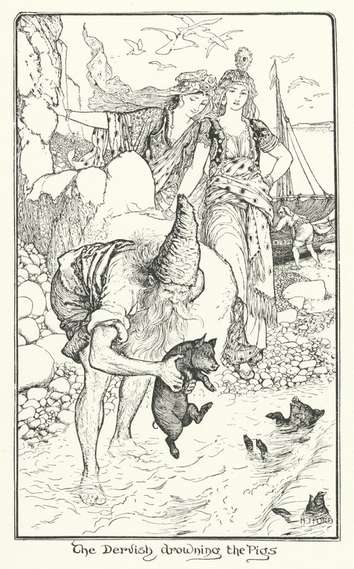 Dervisch som dränker grisarna (gravyr) av Henry Justice Ford