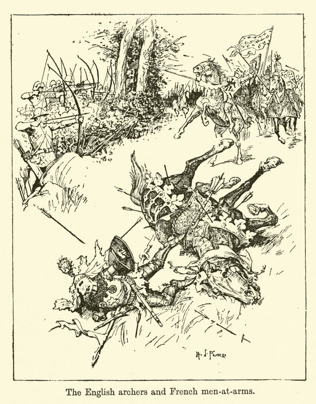 De engelska bågskyttarna och franska krigsmän av Henry Justice Ford