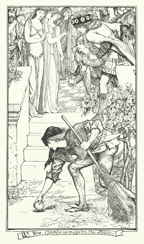 Trädgårdsmästaren får äpplet (gravyr) av Henry Justice Ford