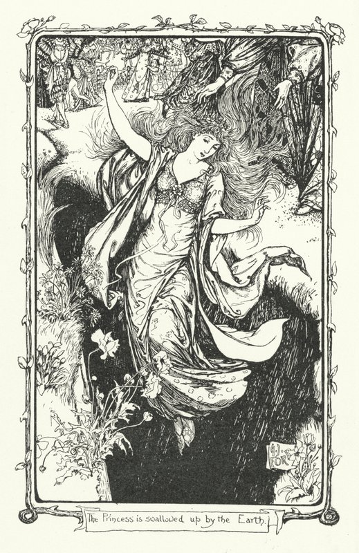 Prinsessan är uppslukad av jorden (gravyr) av Henry Justice Ford