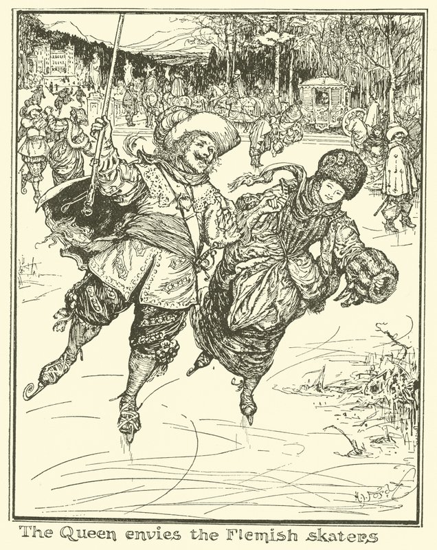 Drottningen avundas de flamländska skridskoåkarna av Henry Justice Ford