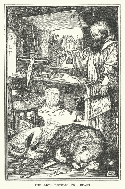 Lejonet vägrar att lämna (litho) av Henry Justice Ford