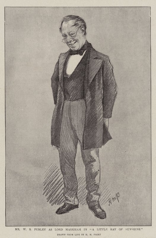 Mr W S Penley som Lord Markham i "A Little Ray of Sunshine" (litho) av Henry Marriott (after) Paget