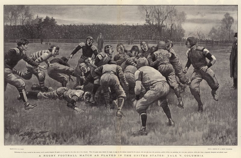 En Rugby Football Match som spelas i USA, Yale v Columbia av Henry Marriott Paget