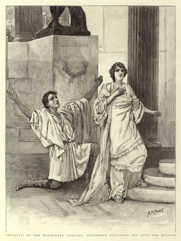 Hypatia på Haymarket Theatre, Philammon förklarar sin kärlek till Hypatia av Henry Marriott Paget
