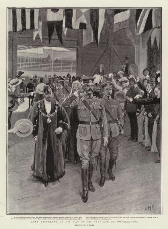Lord Kitchener på väg till sin vagn i Southampton av Henry Marriott Paget