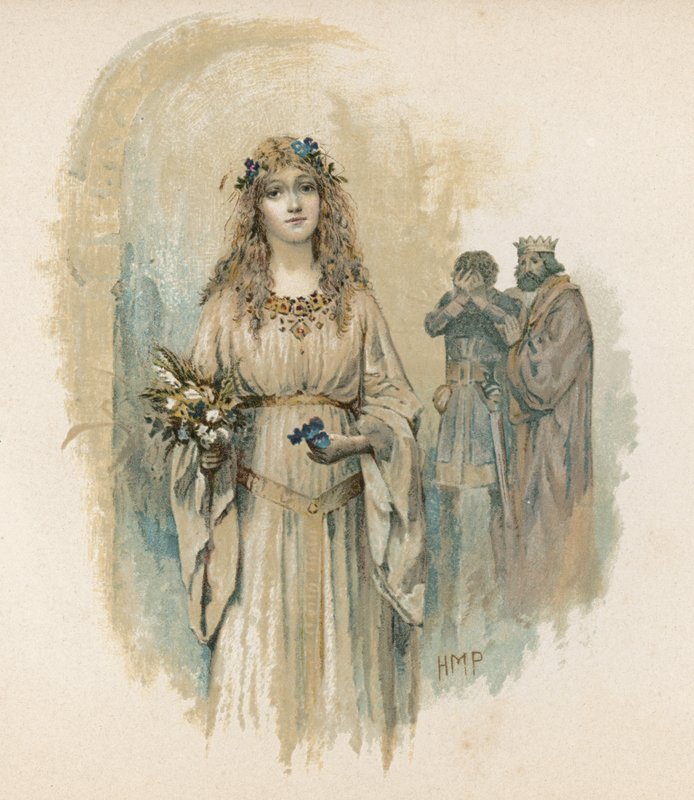 Ophelia från Hamlet (chromolitho) av Henry Marriott Paget