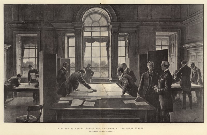 Strategi på papper, spelar krigsspelet på Horse Guards av Henry Marriott Paget