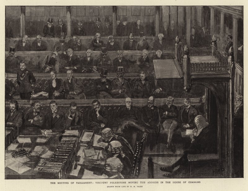 Riksdagsmötet, Viscount Folkestone flyttar anförandet i underhuset av Henry Marriott Paget