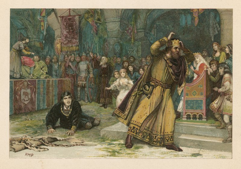 The Play Scene från Hamlet (chromolitho) av Henry Marriott Paget