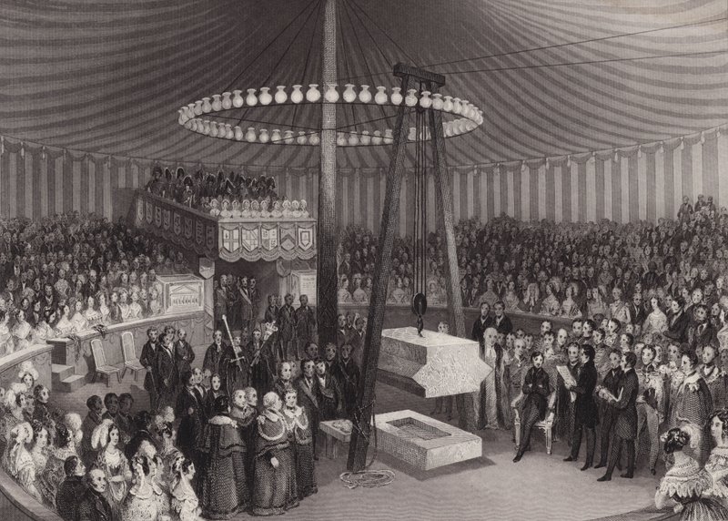 Ceremoni för att lägga den första stenen till New Royal Exchange av Albert, Prince Consort, City of London av Henry Melville