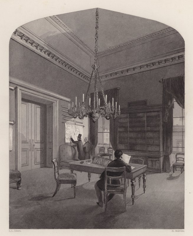 Kartrum för United Service Club, Westminster, London (gravyr) av Henry Melville