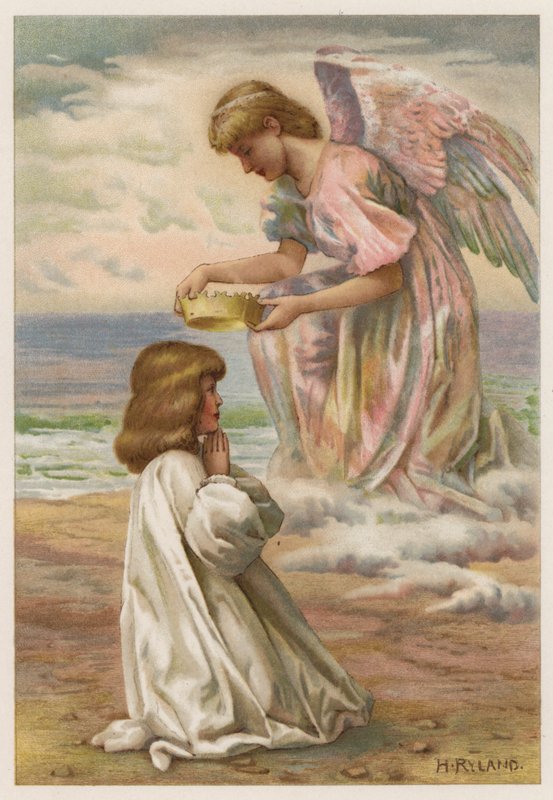 Kronan väntar (färg litho) av Henry Ryland