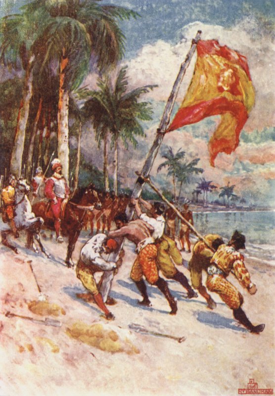 Att hissa den spanska flaggan, den första flaggan i Florida av Henry Sandham