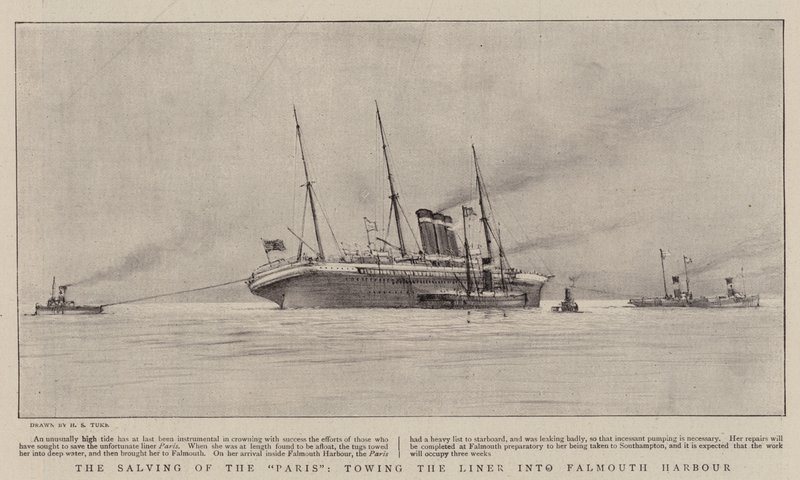 Salving of the Paris, bogsering av linjeskeppet till Falmouths hamn av Henry Scott Tuke